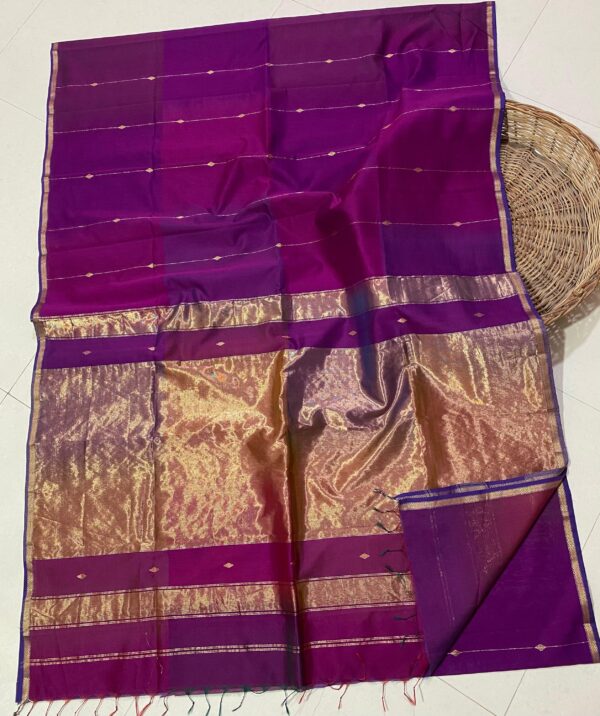 Dual Tone Maheshwari Silk Saree - Image 8