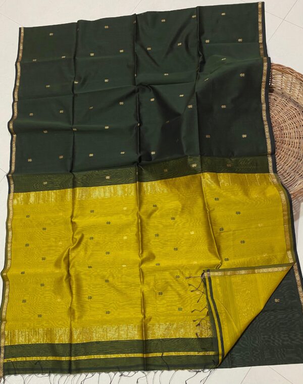 Dual Tone Maheshwari Silk Saree - Image 4