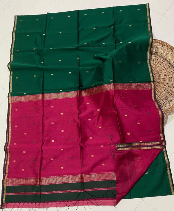 Dual Tone Maheshwari Silk Saree - Image 6
