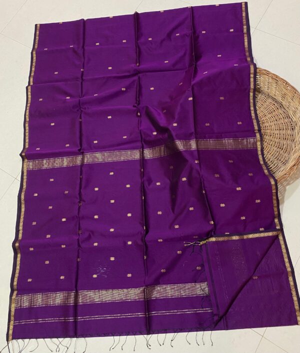 Dual Tone Maheshwari Silk Saree - Image 3