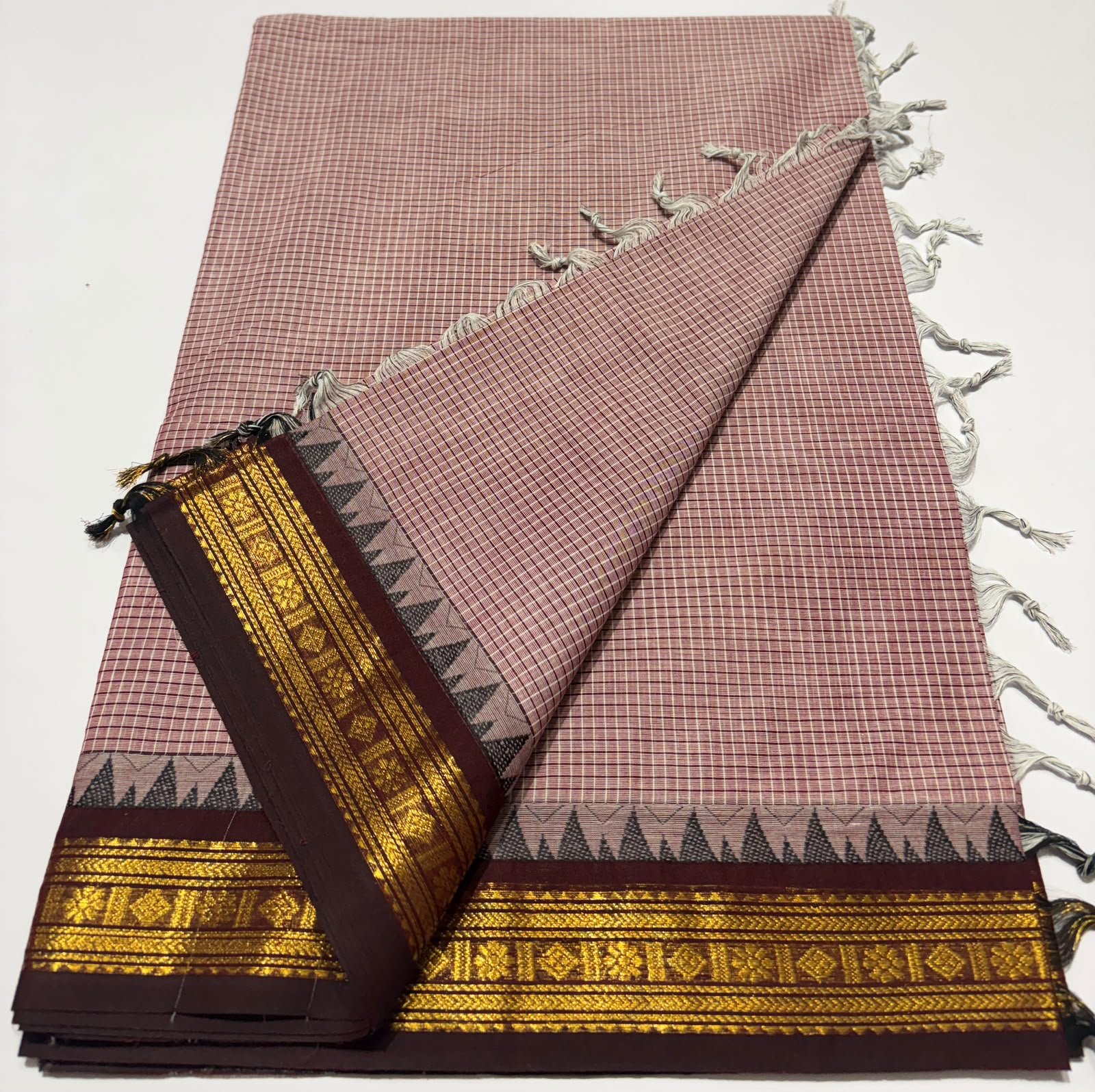 KANCHI COTTON SAREES Korvai checks